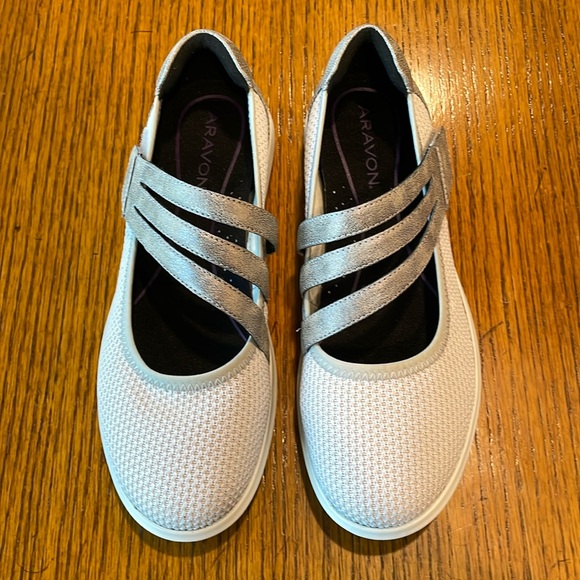 Aravon Metallic Mary Jane Flats - Picture 1 of 8